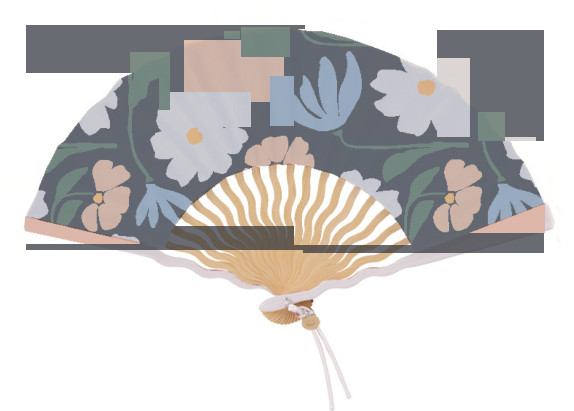 Wpc. Patterns Wave Folding Fan Gift Box — Polku Charcoal W158-450-204